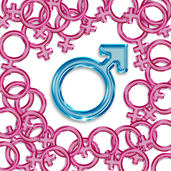 Male symbol surrounded by many female symbols — Stock Photo, Image