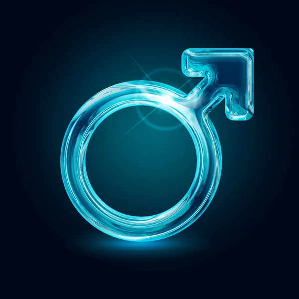 Shining symbol of the male gender on black background — Stock Photo, Image