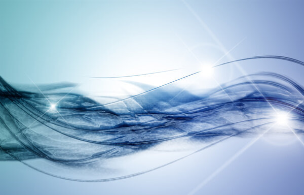 Futuristic abstract background with blue waves and reflections Stock Photo