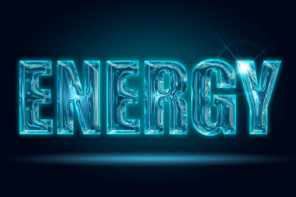 Shiny energy word isolated on a black background — Stock Photo, Image