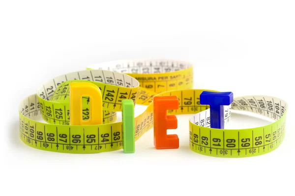 Diet word made of colorful letters and measuring tape — Stock Photo, Image