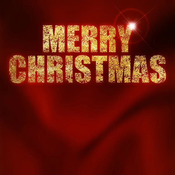 Saluto natalizio scritto con polvere d'oro su sfondo rosso — Foto Stock