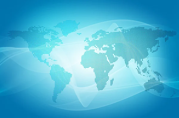 Astratto sfondo blu della mappa del mondo fatta con punti — Foto Stock