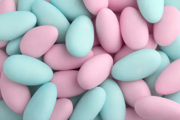 Background of pink and blue sugared almonds — Stock Photo, Image