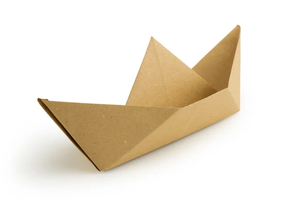 Recycled paper boat isolated on white background — Stock Photo, Image