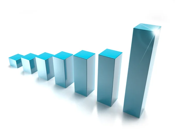 Blå stapeldiagram isolerad på vit bakgrund — Stockfoto
