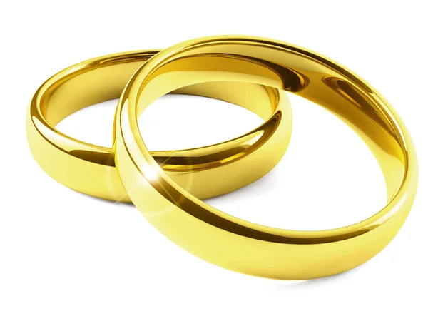 Pair of wedding rings isolated on white background — Stock Photo, Image