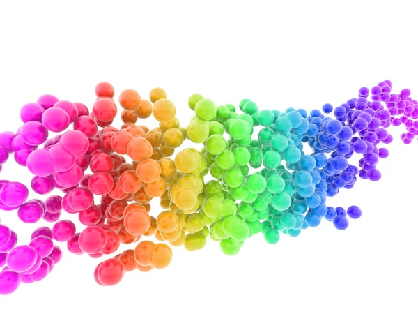 Wave of multicolored bubbles isolated on white background — Stock Photo, Image