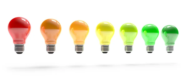 Colorful light bulbs in row — Stock Photo, Image