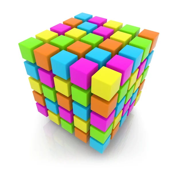 Färgglada kubisk struktur isolerad på vit bakgrund — Stockfoto