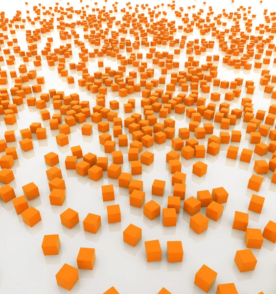 Multitude of orange cubes on white background — Stock Photo, Image