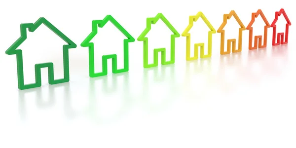 Umrisse von Häusern in den Farben der Energieeffizienz — Stockfoto