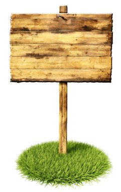 çim bir yama üzerinde ahşap işareti