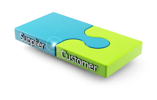 Concept of matching between customer and supplier as two pieces of a puzzle — Stock Photo, Image