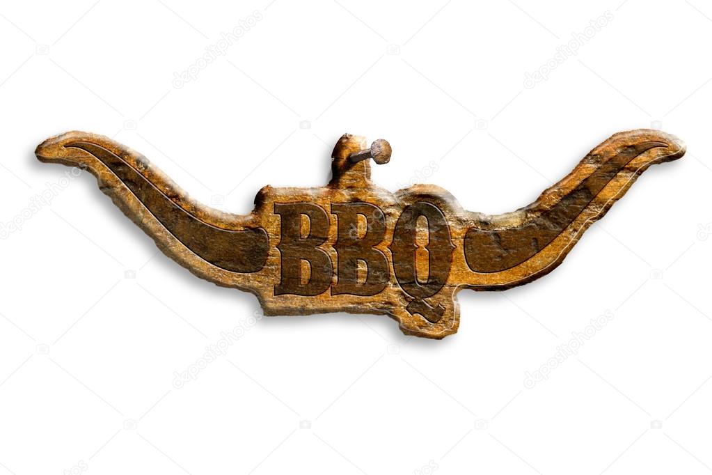 Barbecue wooden insignia isolated on white background