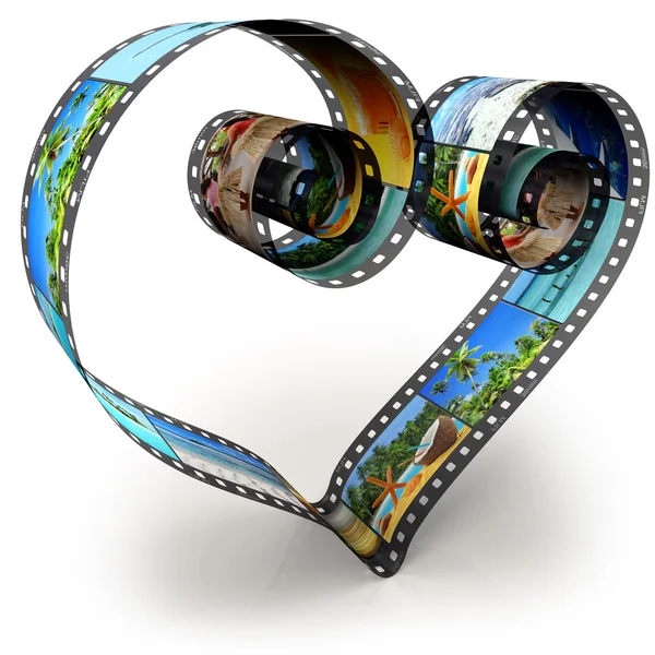 Filmstrip in shape of heart on white background — Stock Photo, Image