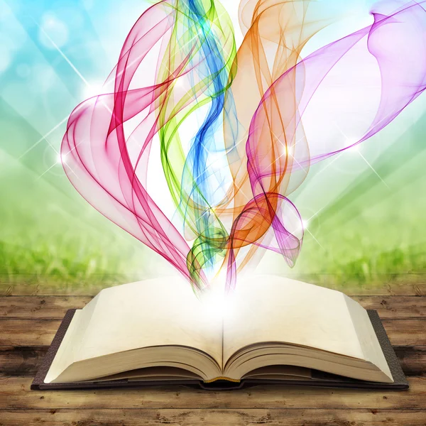 kitap açık renkli duman swirls ve twirls ile