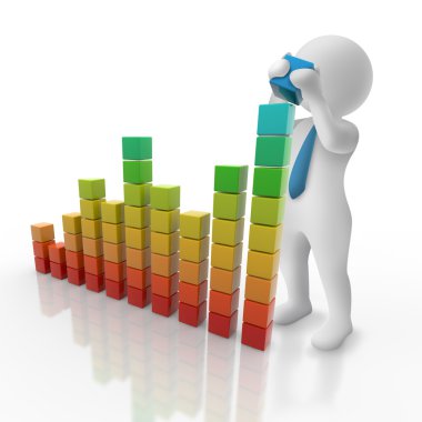 küçük iş adamı renkli çubuk grafik oluşturma