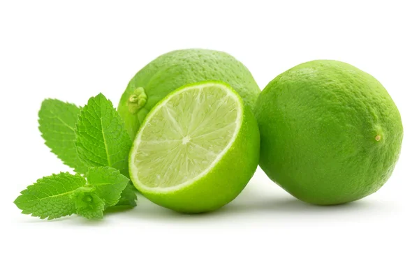 Lime and mint leaf isolated on white background — Stock Photo, Image