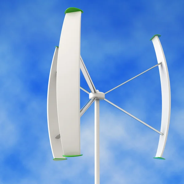 Small wind turbine in a blue sky background — Stock Photo, Image