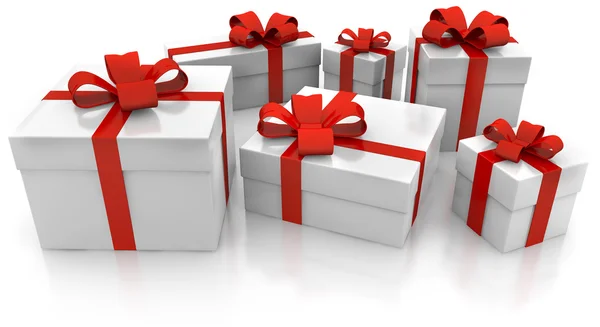 Set di confezioni regalo su sfondo bianco — Foto Stock