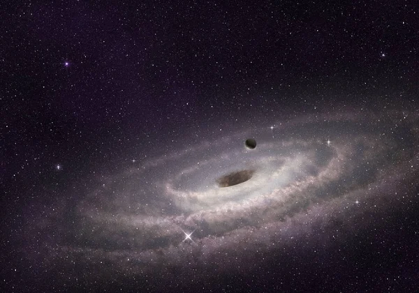 螺旋星系中心的超大质量黑洞 天文学背景 — 图库照片