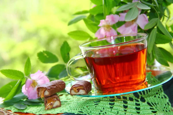 Šálek čaje a candeis — Stock fotografie