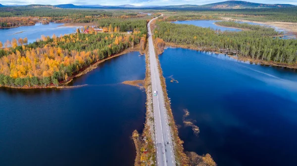 Road Crosses Swedish Lakes — Stock Photo, Image