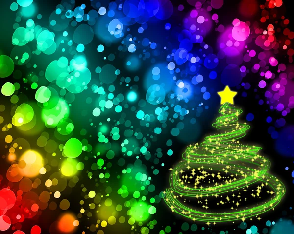 Christmas tree on background with bokeh — Stock Photo, Image