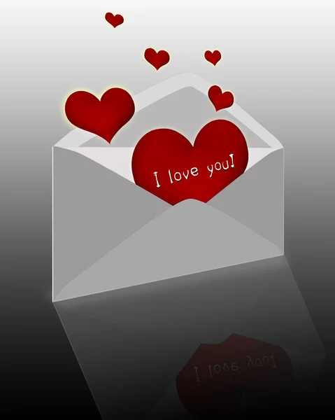 Umschlag mit Herz gedreht — Stockfoto