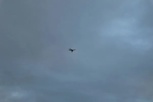 Bulutlu gökyüzünde uçan uçak