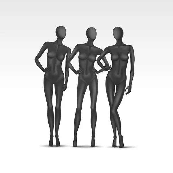 Vector Set of Isolated Female Mannequins — Stock Vector