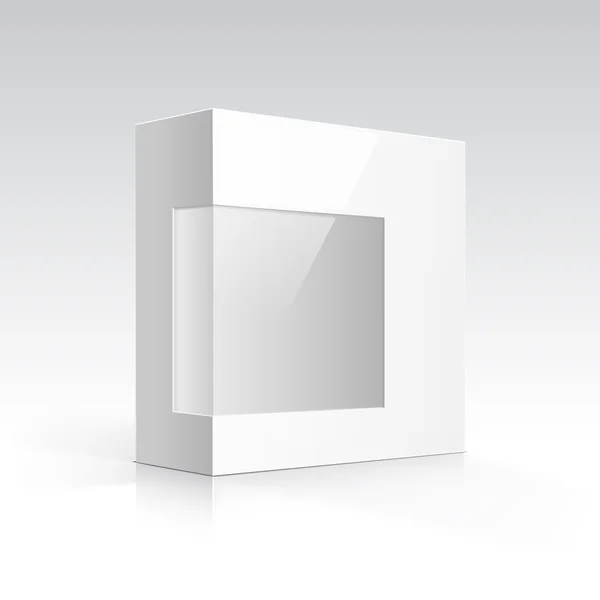 Vector caja en blanco con ventana transparente — Vector de stock