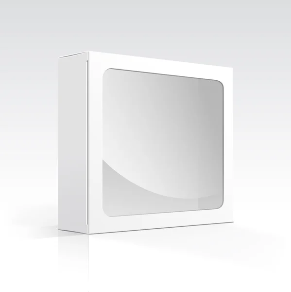 Vector caja en blanco con ventana transparente — Vector de stock