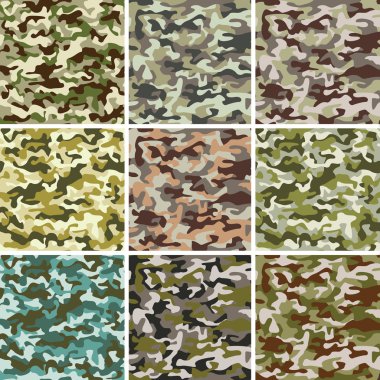 Dikişsiz kamuflaj deseni kümesini vektör