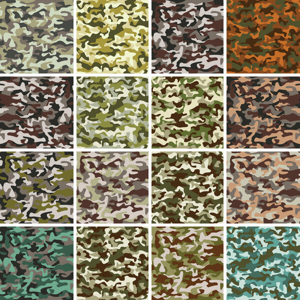 Vector Mega Set of Seamless Camouflage Pattern