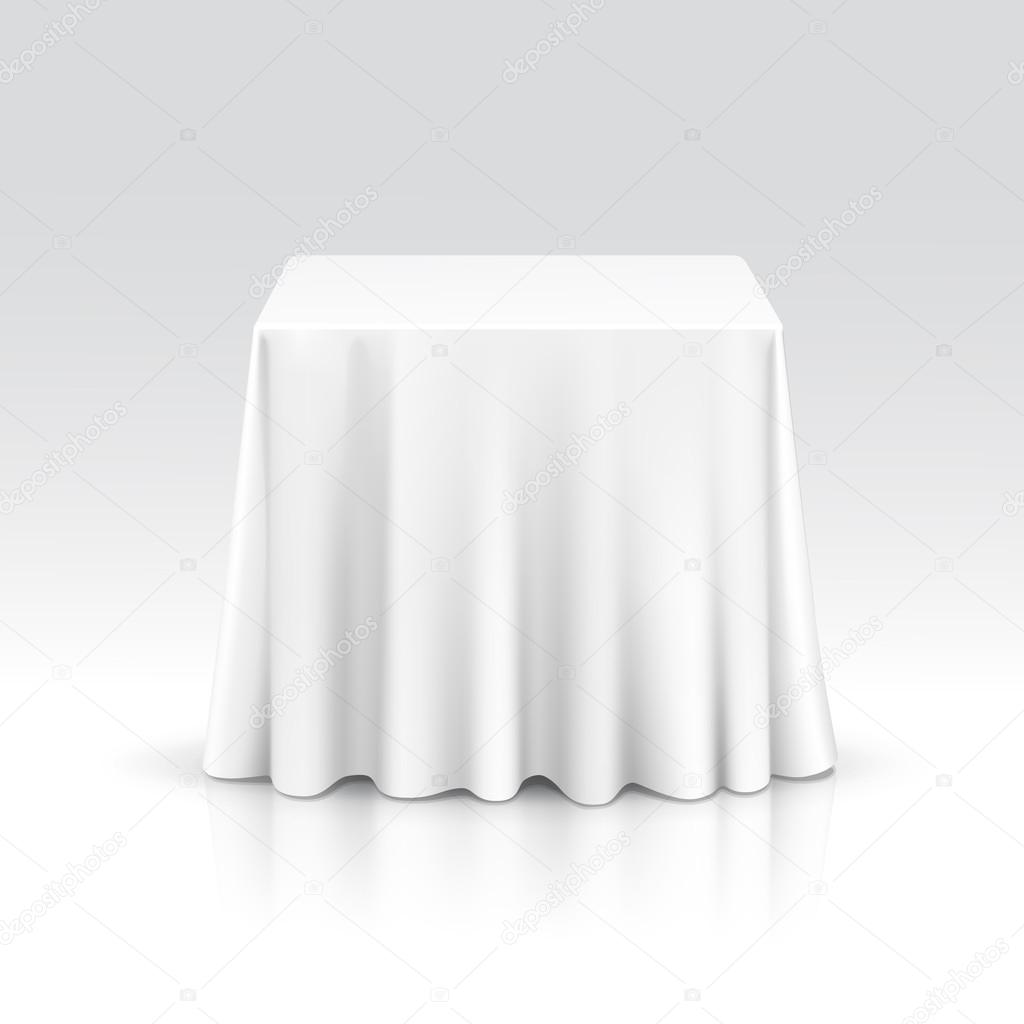 Vector Empty Square Table with Tablecloth