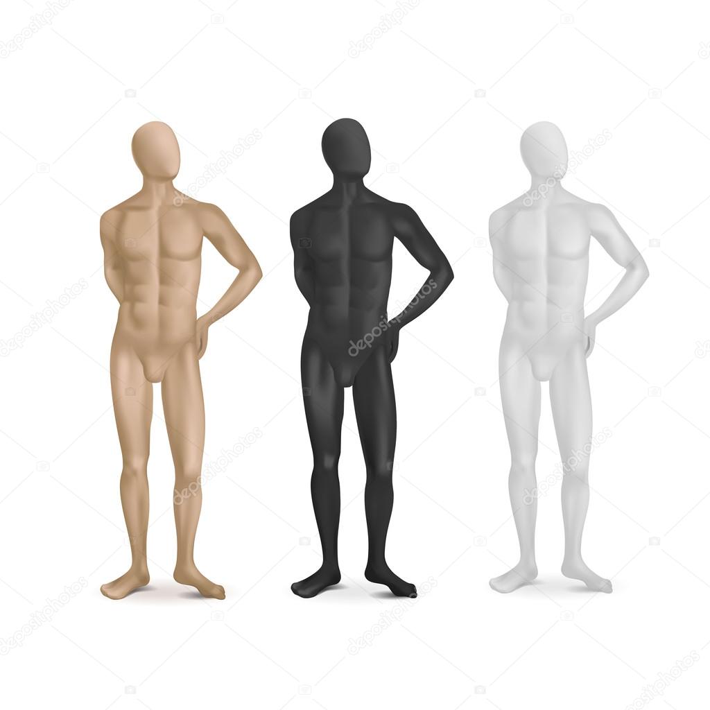 Vector Set of Three Male Mannequins