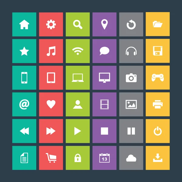 Set van pictogrammen, platte ontwerp — Stockvector
