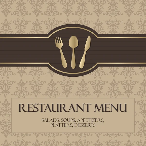 Menú del restaurante, con detalles dorados — Vector de stock