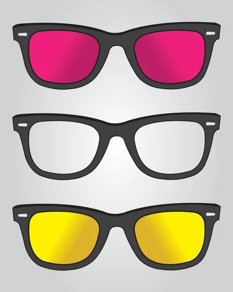 Set de ochelari de soare retro negru — Vector de stoc