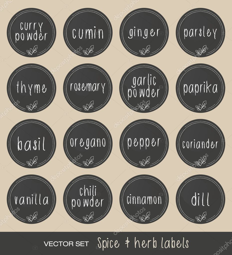 Printable Herbs and Spices Labels Vintage Spice (Instant Download
