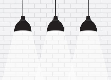 White brick wall with lamps clipart