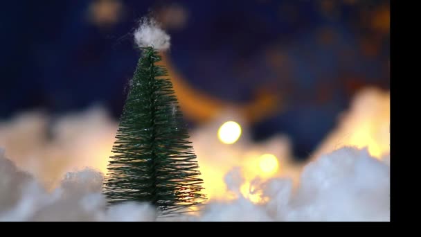 Fondo bokeh desenfocado con artículos navideños — Vídeos de Stock