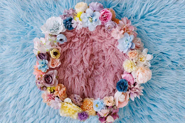 Newborn digital backdrop with flowers