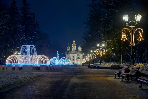 Holiday Winter Alley Church Catherine — стоковое фото
