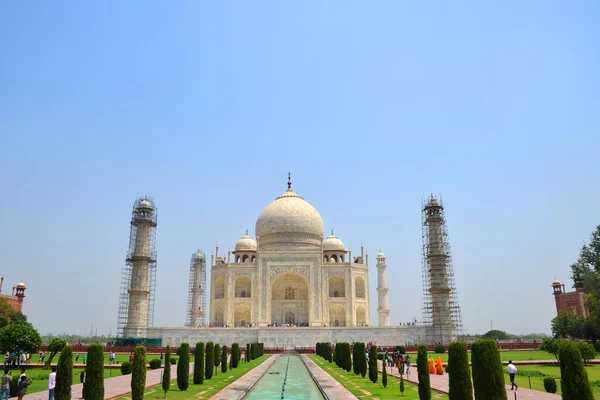 Klasszikus Kilátás Taj Mahal Agra India — Stock Fotó