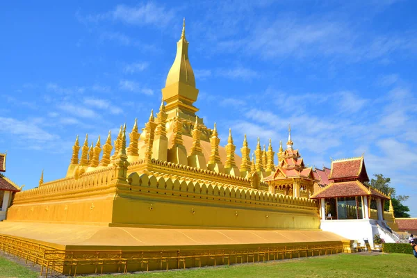 Grande Stupa Oro Chiamato Pha Luang Vientiane Laos — Foto Stock