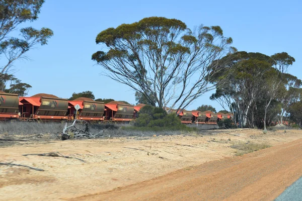 Güneybatı Avustralya 'dan geçerek kömür taşıyan uzun tren..