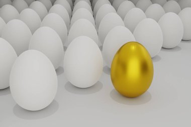 Bir dizi beyaz yumurta arasında altın yumurta